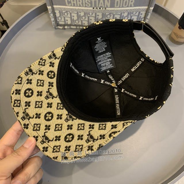 LV新品男士帽子 路易威登做舊拼接印花鴨舌帽棒球帽  mm1663